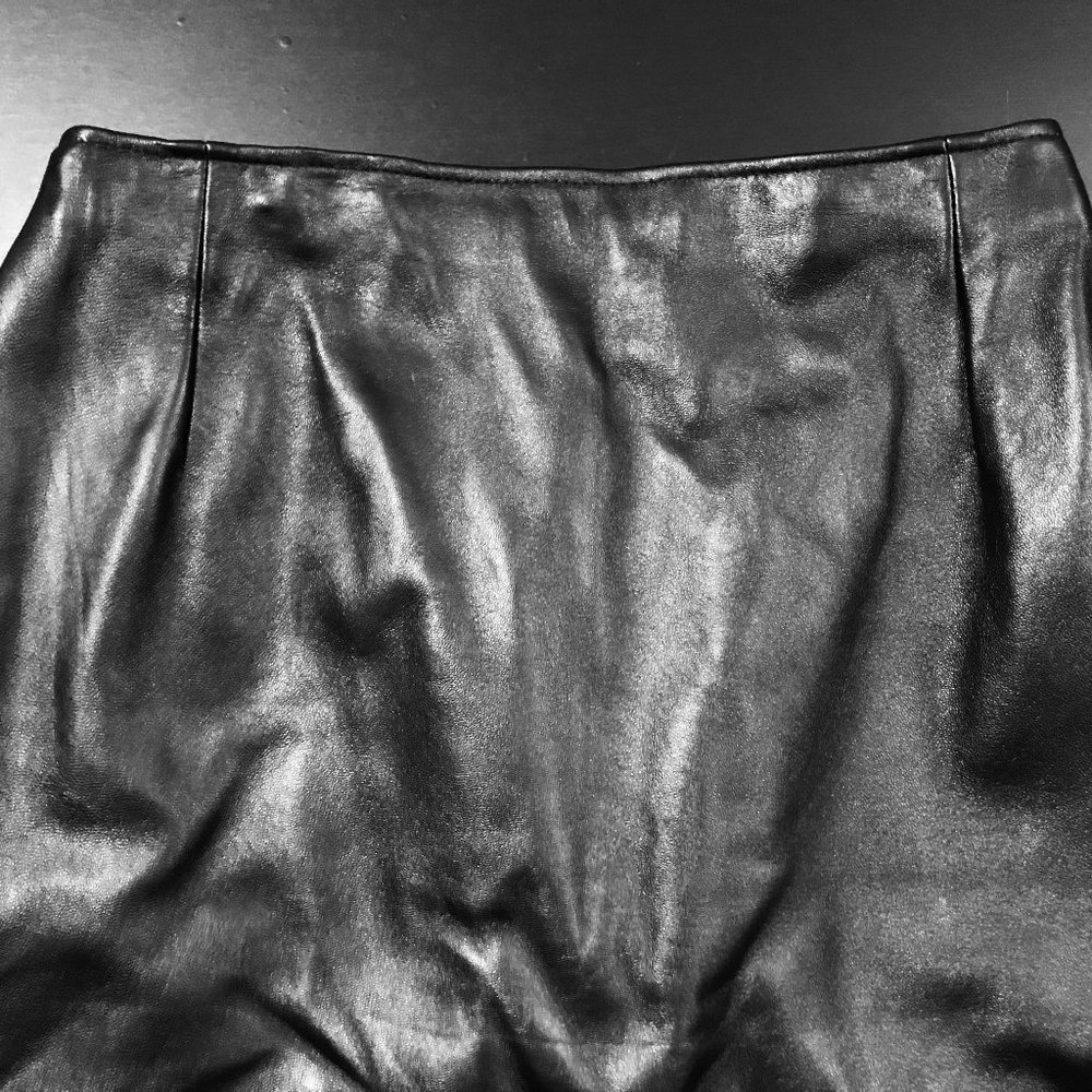 Firenze Santa Barbara Solid Black Leather Skirt - image 2